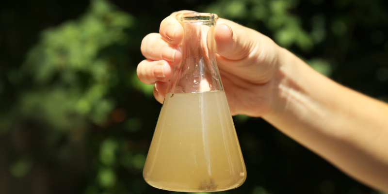 chemicals in the tap water. Test bottle